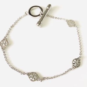 New Tory Burch Silver Logo Toggle Bracelet